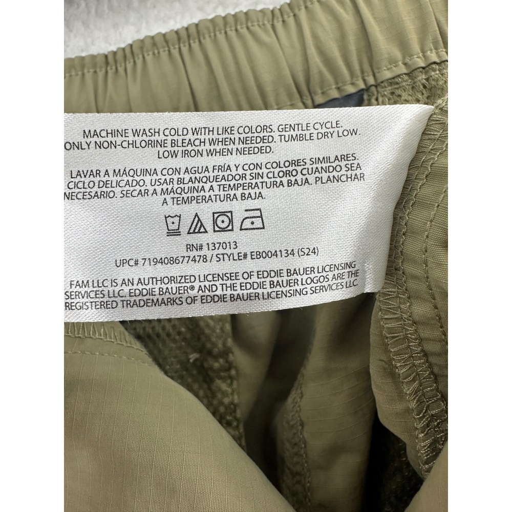 Eddie Bauer Mens Khaki Nylon Cargo Shorts Belted Flat Front Size L G - Picture 6 of 16